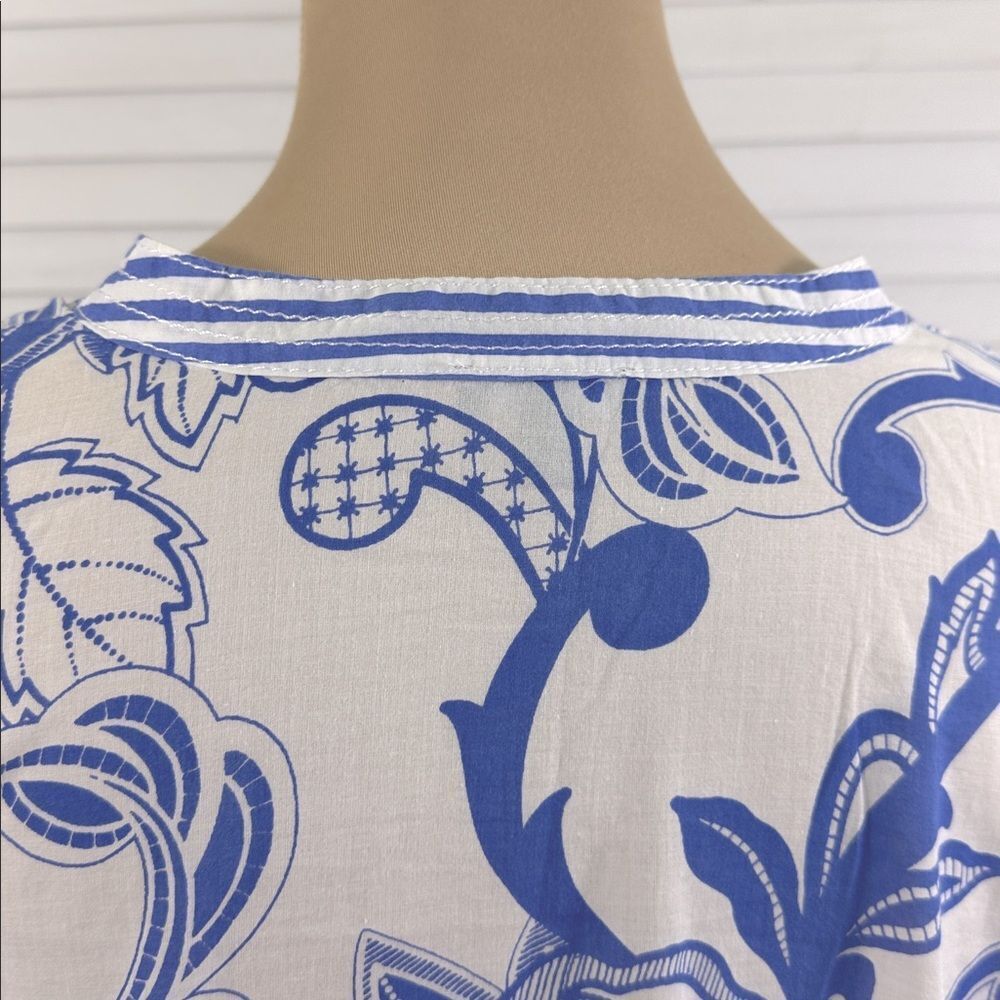 Talbots Cotton Tunic Size Large Paisley Blue White Floral NWOT - Picture 10 of 12